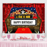 Lofaris A Star Is Born Red Curtain Happy Birthday Backdrop